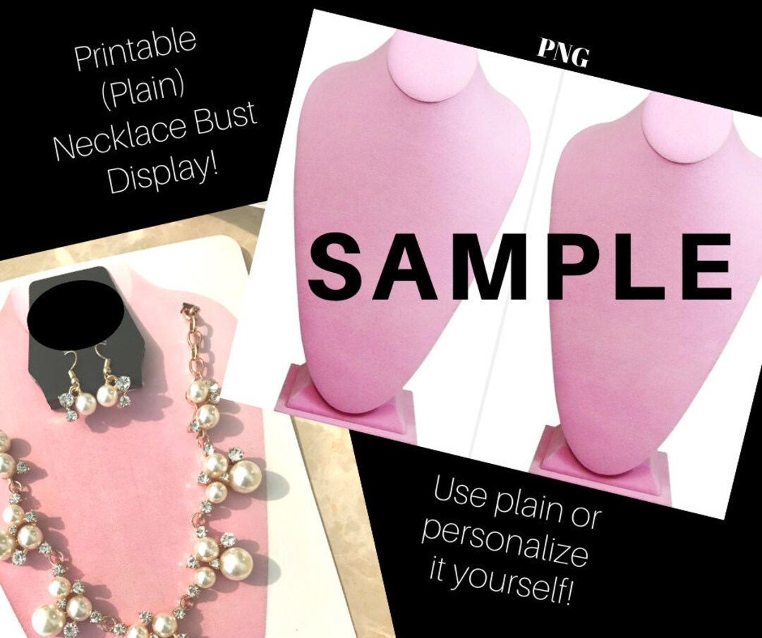 DIY Printable Jewelry Card Display Pink Bust Necklace Bust Etsy