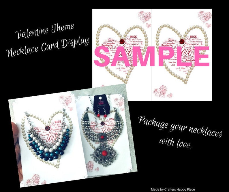 DIY Printable Necklace Card Display Valentine Image / Jewelry Etsy