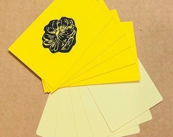 Yellow Flower Printed Card Set of 5