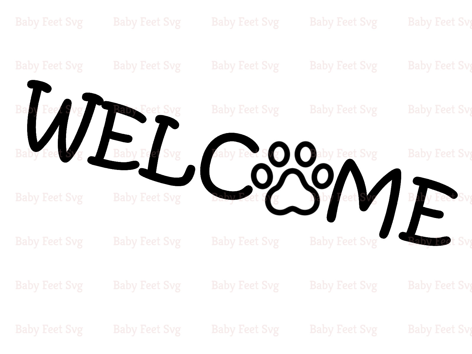 Welcome With Paw Print Svg Dog Paw Svg Welcome Paw Print | Etsy