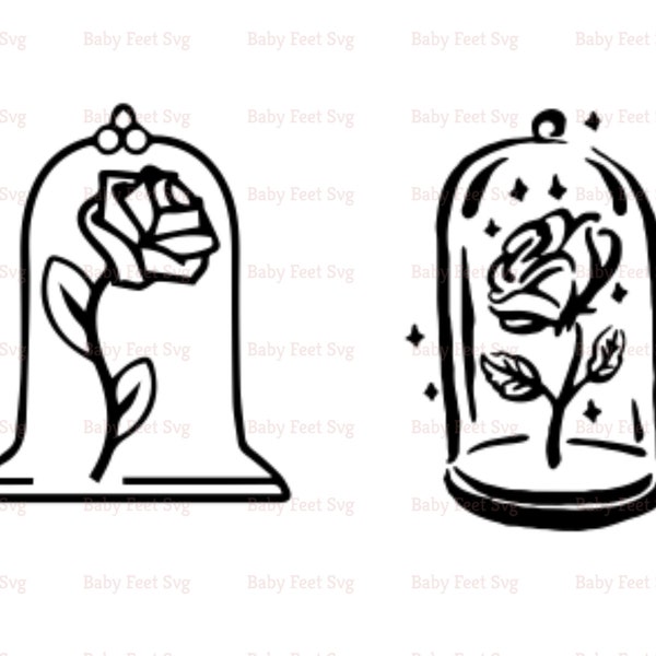 Beauty And The Beast Rose Svg, Belle Rose Layered Svg, Rose Svg, Beauty And The Beast Svg, Enchanted Rose Svg Png Jpeg Dxf Pdf 2 Designs