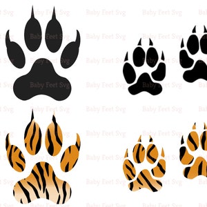 Bundle Tiger Paw Print Svg, Cutting File For Cricut And Silhouette, Pet Paw, Cat Paw, Dog Paw Print Svg, Animal Paw Svg Png Dxf Eps Pdf Jpeg