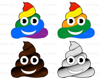 Bundle Rainbow Poop Emoji Svg, Poop Emoji Png Files, Unicorn Poop Svg, Funny Poop Emoji Svg, Smiling Poo Emoji Svg,Silhouette Funny Poop Svg