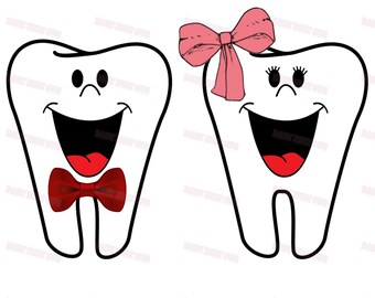 Tooth Fairy Bag Svg, Tooth Svg Bundle 2 Designs, Smiling Tooth Svg, Tooth Fairy Svg, Tooth Png, Bow Svg Files For Cricut Dxf Eps Png Pdf Jpg