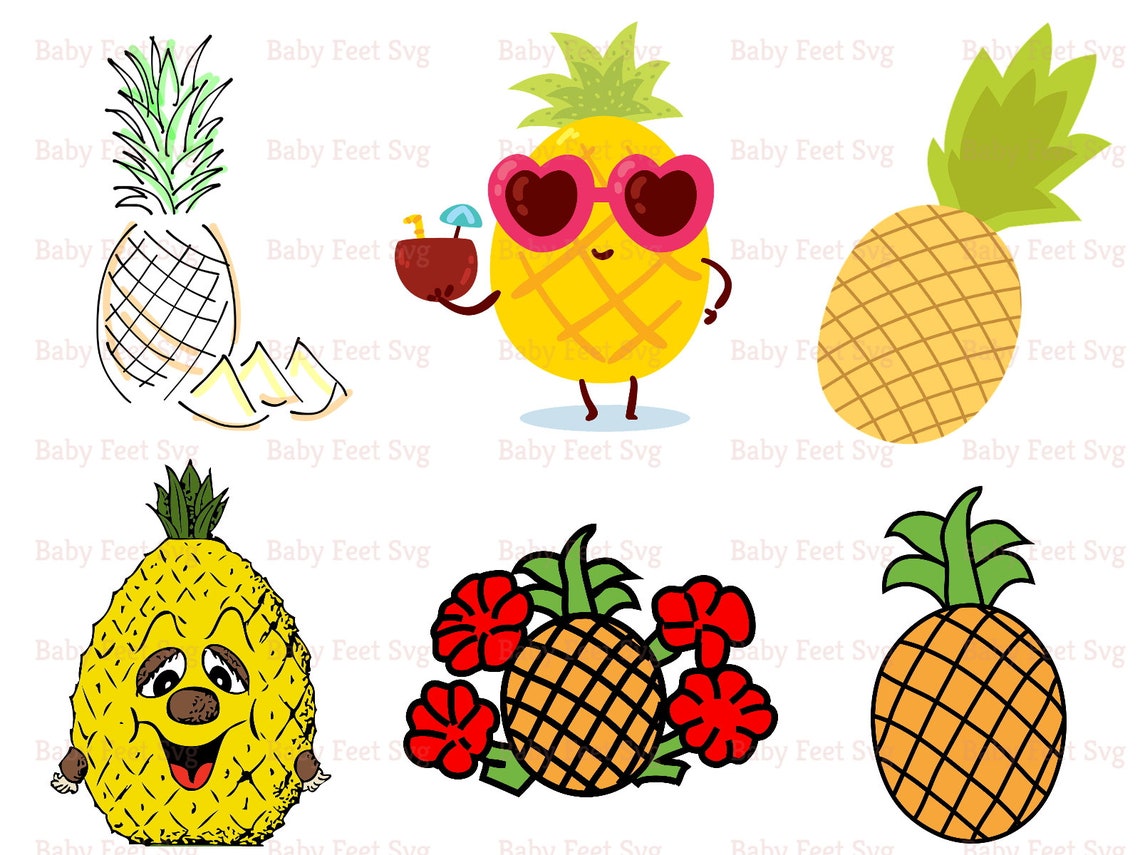 Paquete piña sólida svg monograma de piña svg piña con gafas - Etsy España