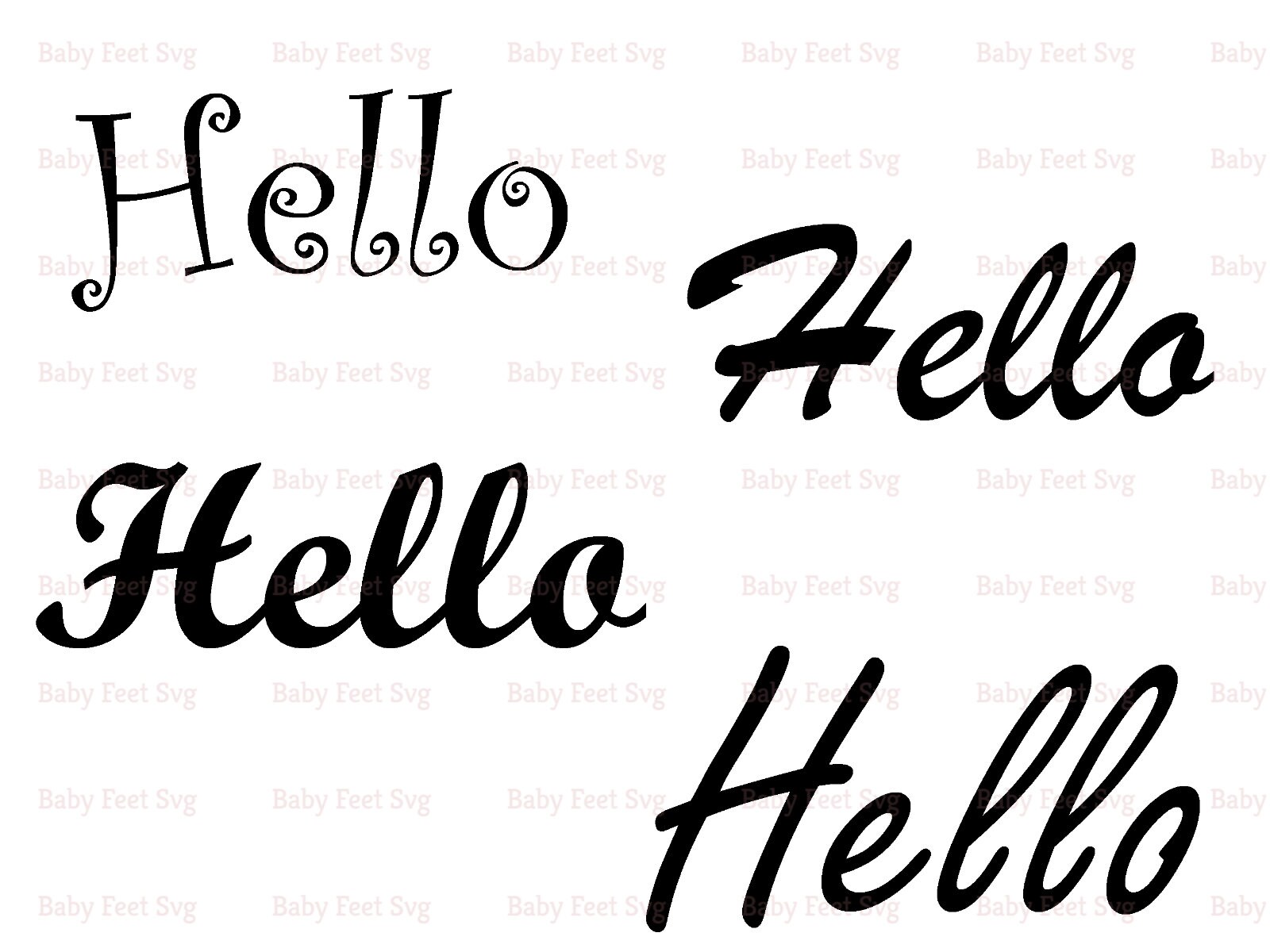 Bundle Cursive Hello Svg Hello Cut File Cricut Silhouette | Etsy