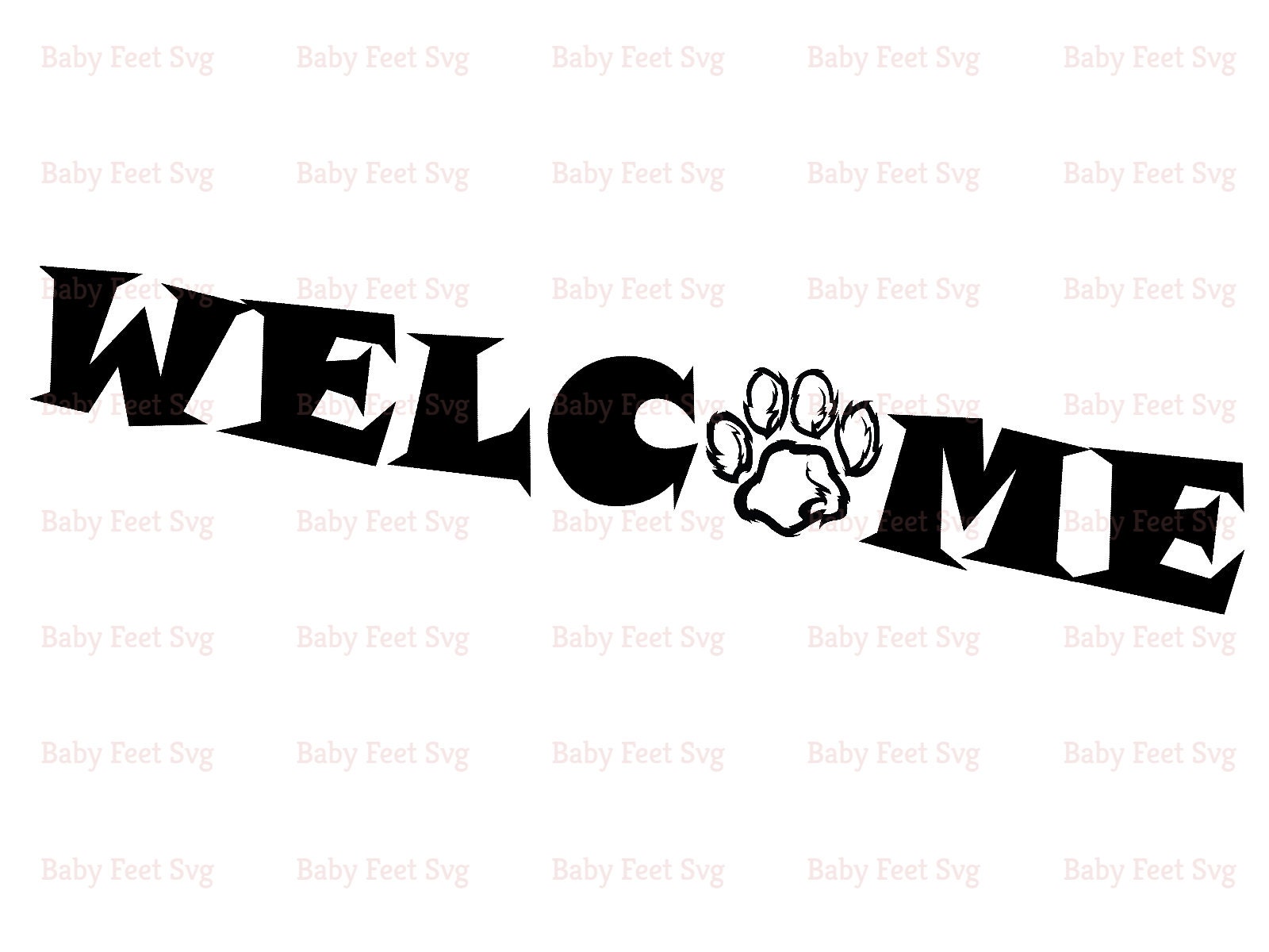 Welcome With Paw Print Svg Dog Paw Svg Welcome Paw Print | Etsy