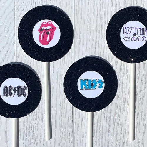 Rock N' Roll Cupcake Toppers Set of 12 Rock Star 1st Etsy