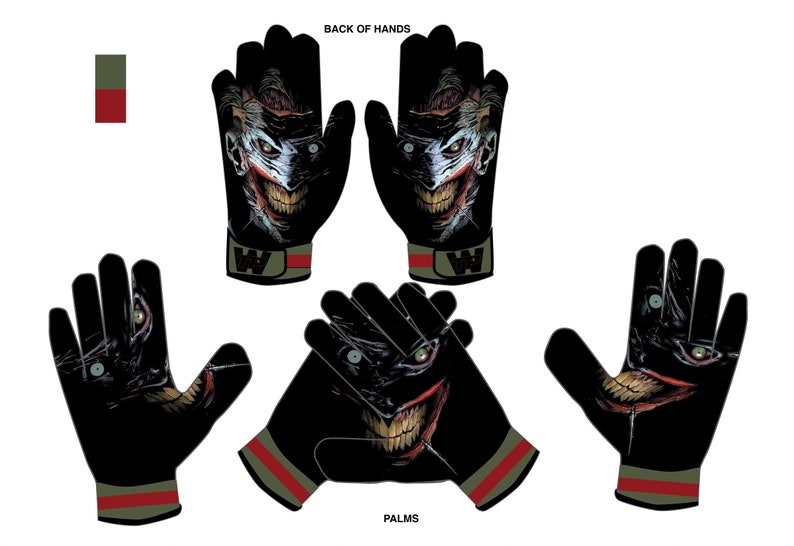 Football Gloves Custom, Joker, Ultra Sticky Palm Receiver Glove Etsy