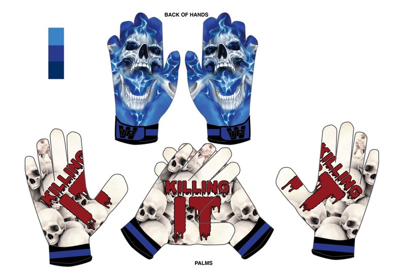Football Gloves Custom, Skulls Killing It, Ultra Sticky Palm Receiver