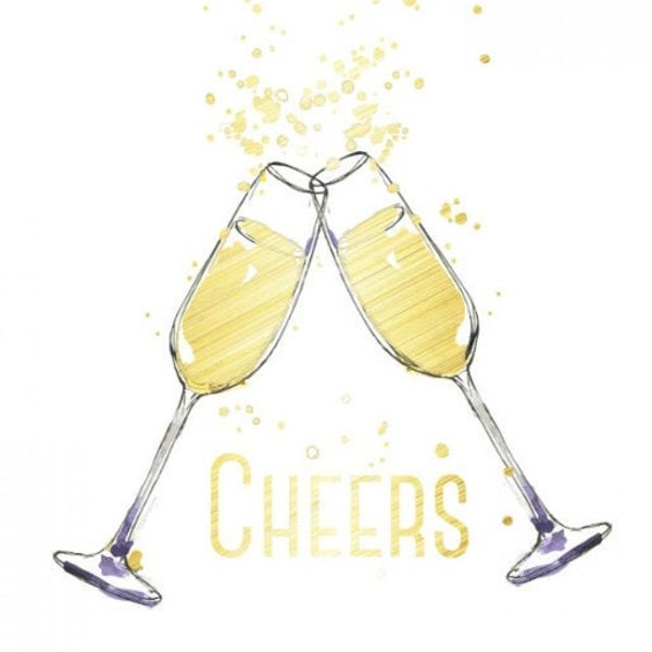 Champagne Glass/Bachelorette Party/Temporary Tattoo/Cheers/Metallic Gold Tattoo