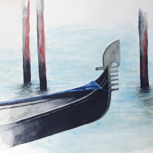 Venitian gondola prow Original watercolour painting