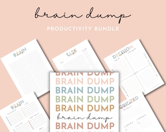 Brain Dump Printable Bundle, Thought Organizer, Decision Matrix, Eisenhower Matrix, Task List, Task Triage Worksheet, Productivity Planner