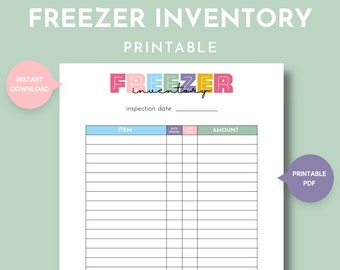 Freezer Contents Log Printable for Spring Cleaning, Simple Freezer Contents Tracker Sheet, Frozen Food Inventory List, Kitchen Inventory