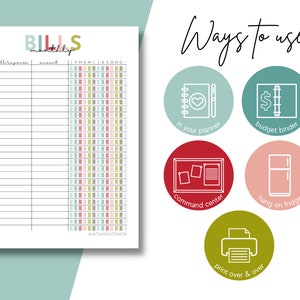 Monthly Bill Tracker Printable, Bill Payment Tracker, Bill Payment Checklist, Printable Bill Payment Log, Monthly Budget Sheet, Bill Pay Log image 7