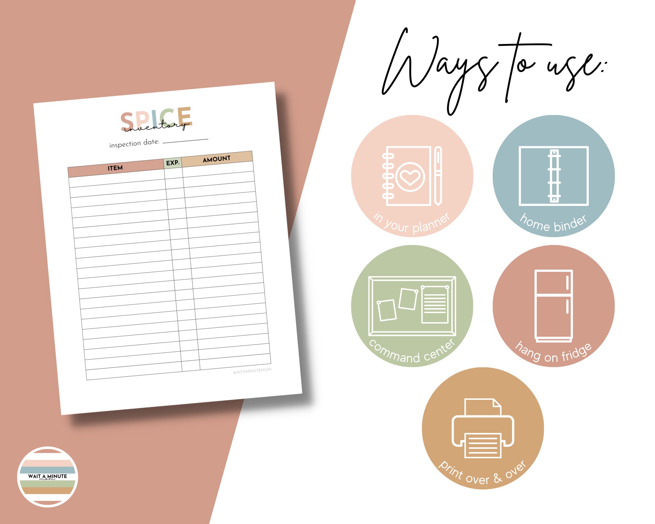 Spice Inventory List Printable, Kitchen Inventory, Food Spices Stock ...