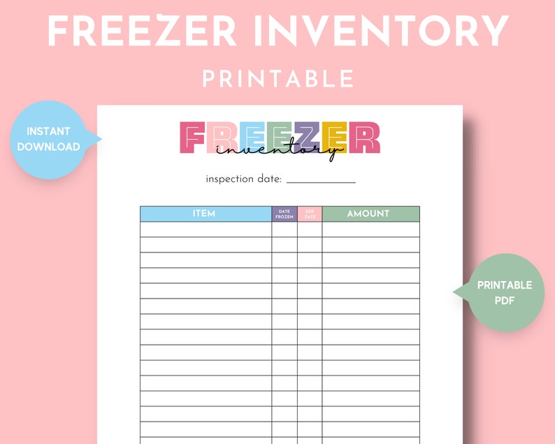 Frozen Food Storage Log Printable for Busy Moms and Homemakers, Simple Homemaking Kitchen and