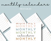Blank Undated Unlined Monthly Calendar Printables Bundle, Sunday Start, Landscape, Simple Perpetual Calendar, Horizontal Layout, PDF Digital