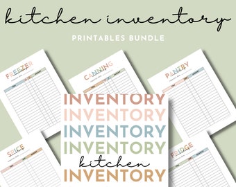 Kitchen Inventory Lists Printables Bundle, Food Storage Inventory, Freezer, Fridge, Pantry, Canning, Spice, Family Meal Planning Binder, PDF