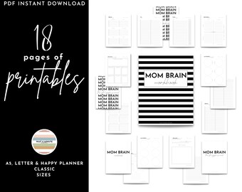 ADHD Mom Brain Productivity Workbook, Time Management Printables for Busy and Overwhelmed Moms, Motherhood Mental Load Worksheet Pages