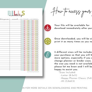 Monthly Bill Tracker Printable, Bill Payment Tracker, Bill Payment Checklist, Printable Bill Payment Log, Monthly Budget Sheet, Bill Pay Log image 6