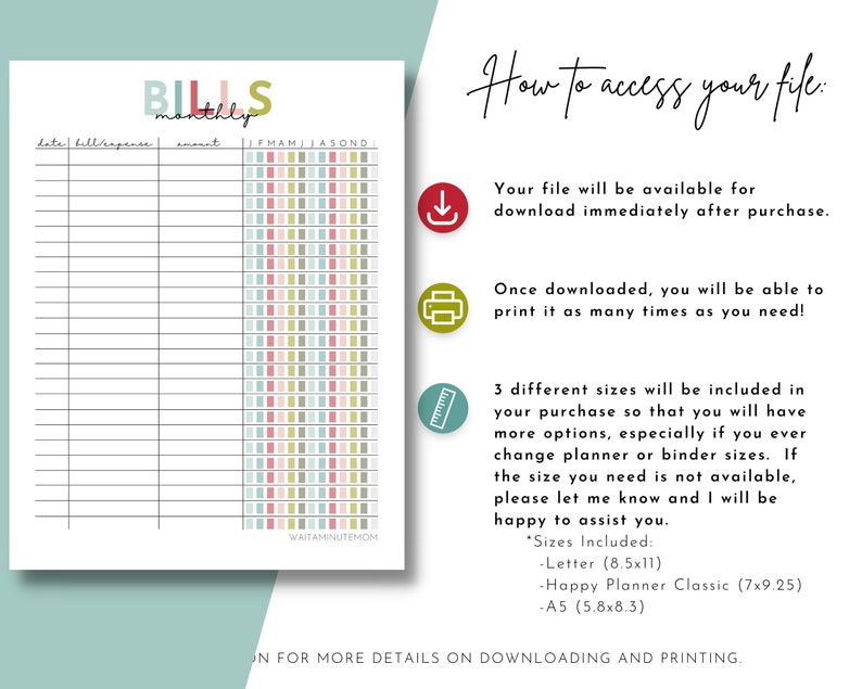 Monthly Bill Tracker Printable, Bill Payment Tracker, Bill Payment Checklist, Printable Bill Payment Log, Monthly Budget Sheet, Bill Pay Log image 6