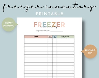 Freezer Inventory Printable, Simple Freezer Contents Tracker, Frozen Food Inventory List, Family Meal Planning for Busy Moms and Homemakers