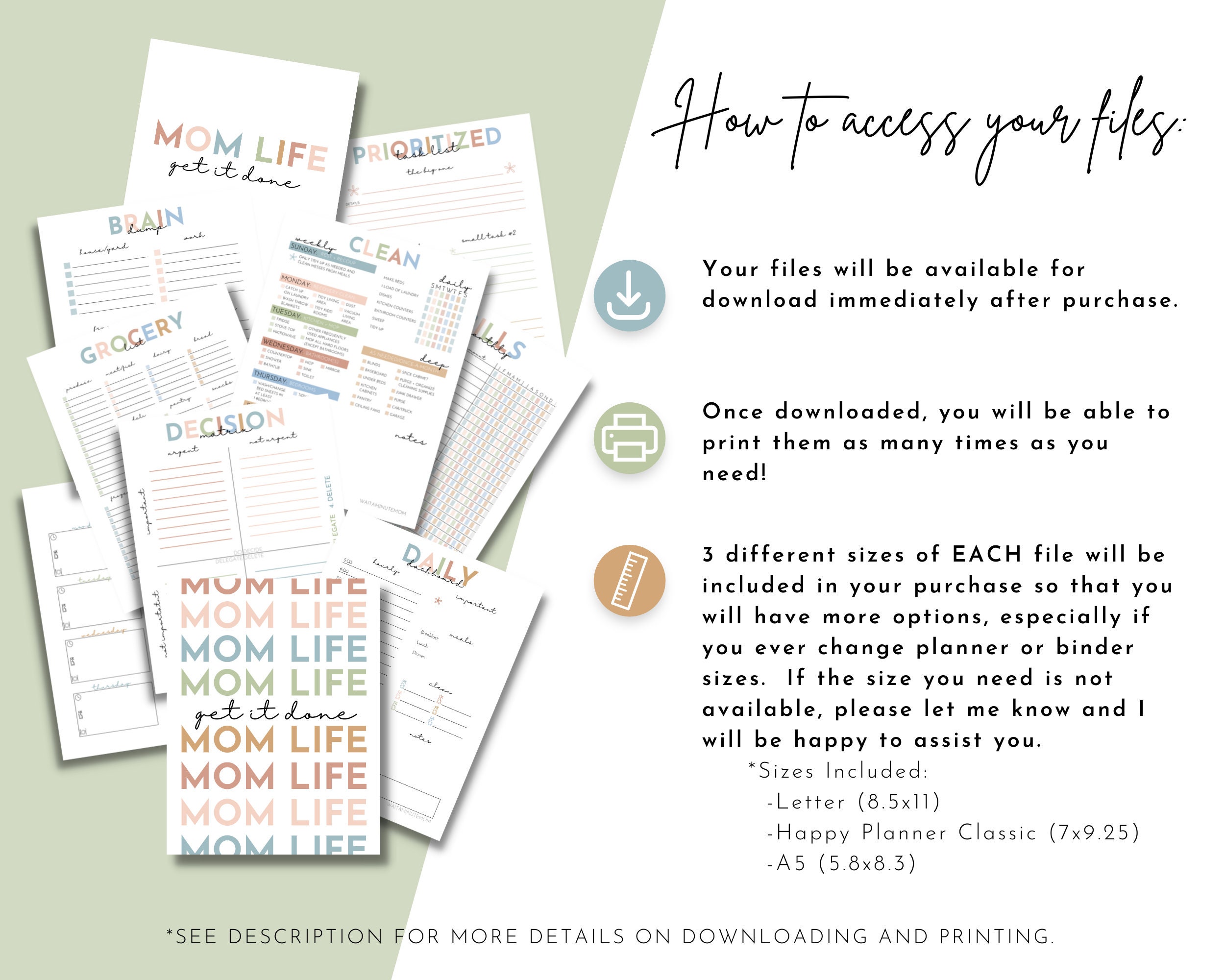 Printables for Busy Moms, Productivity for Overwhelmed Moms, Family ...