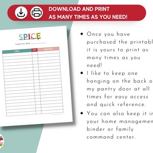 Spice Checklist.pdf Printable Spice Inventory, Herbs and Spices List, Kitchen Inventory ...