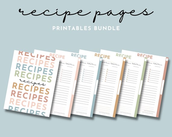Recipe Sheet Printable Recipe Cards Blank Recipe Page - Etsy