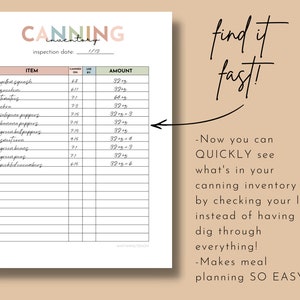 Canning Inventory List Printable, Simple Canning Stock List, Canning Journal, Food Preservation Log, Kitchen Inventory, Homemaker Printables image 3