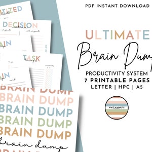Brain Dump Printable Bundle, Decision Matrix, Thought Organizer, Eisenhower Matrix, Task List, Task Triage Worksheet, Productivity Planner