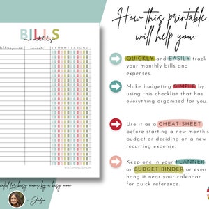 Monthly Bill Tracker Printable, Bill Payment Tracker, Bill Payment Checklist, Printable Bill Payment Log, Monthly Budget Sheet, Bill Pay Log image 4