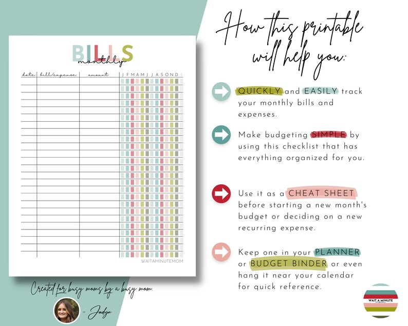 Monthly Bill Tracker Printable, Bill Payment Tracker, Bill Payment Checklist, Printable Bill Payment Log, Monthly Budget Sheet, Bill Pay Log image 4