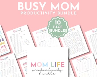 Busy Mom Life Productivity Printables Bundle, Mom Life Binder Pages, Productivity Planner for Overwhelmed Moms, Simple Homemaking Mom Lists