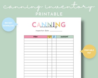 Canning Inventory List Printable, Simple Summer Canning Stock List, Canning Journal, Food Preservation Log, Kitchen Inventory, Homemaking