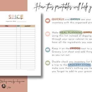 Spice Inventory List Printable, Kitchen Inventory, Food Spices Stock ...