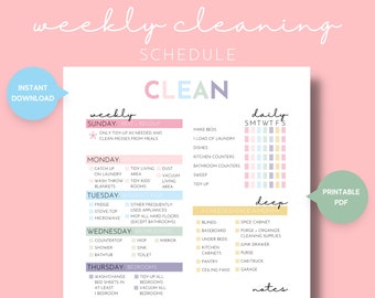 Simple Weekly Cleaning Schedule Printable, Busy Mom Cleaning Checklist, Clean Home Schedule, House Chores, Cleaning Cheat Sheet, Homemaker