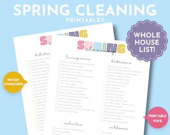 Simple Room by Room Spring Cleaning Checklist Printable, Whole House Spring Cleaning List, Spring House Cleaning List, Homemaker Binder Page