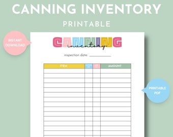Printable Canning Inventory Log for Modern Homemaking and Homesteading, Canning Stock List, Home Canning Journal, Food Preservation Log PDF