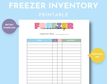 Freezer Inventory Log Printable, Simple Freezer Contents Tracker, Frozen Food Inventory List, Kitchen Inventory for Modern Homemaking Moms
