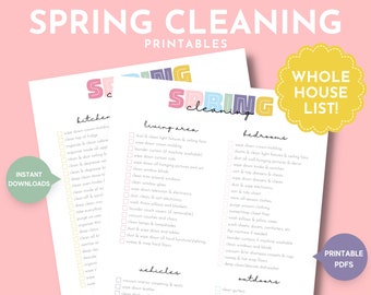Spring Cleaning Checklist Printable, Whole House Spring Cleaning List, Spring House Cleaning List, Homemaker Planner, Digital Download, PDF