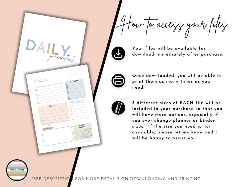 Daily Priorities Printable Page, Daily Agenda for Busy Moms, Daily Tasks Page for Overwhelmed Moms, Daily Overview for Moms, Daily Dashboard image 6