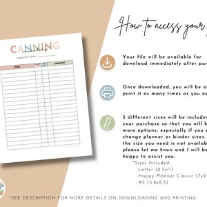 Canning Inventory List Printable, Simple Canning Stock List, Canning Journal, Food Preservation Log, Kitchen Inventory, Homemaker Printables image 6