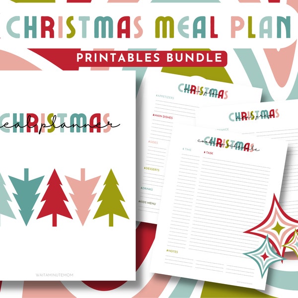 Christmas Meal Cooking Plan Printables Bundle, Christmas Meal Planning System, Christmas Meal Plan Binder Pages, Christmas Menu Planner, PDF