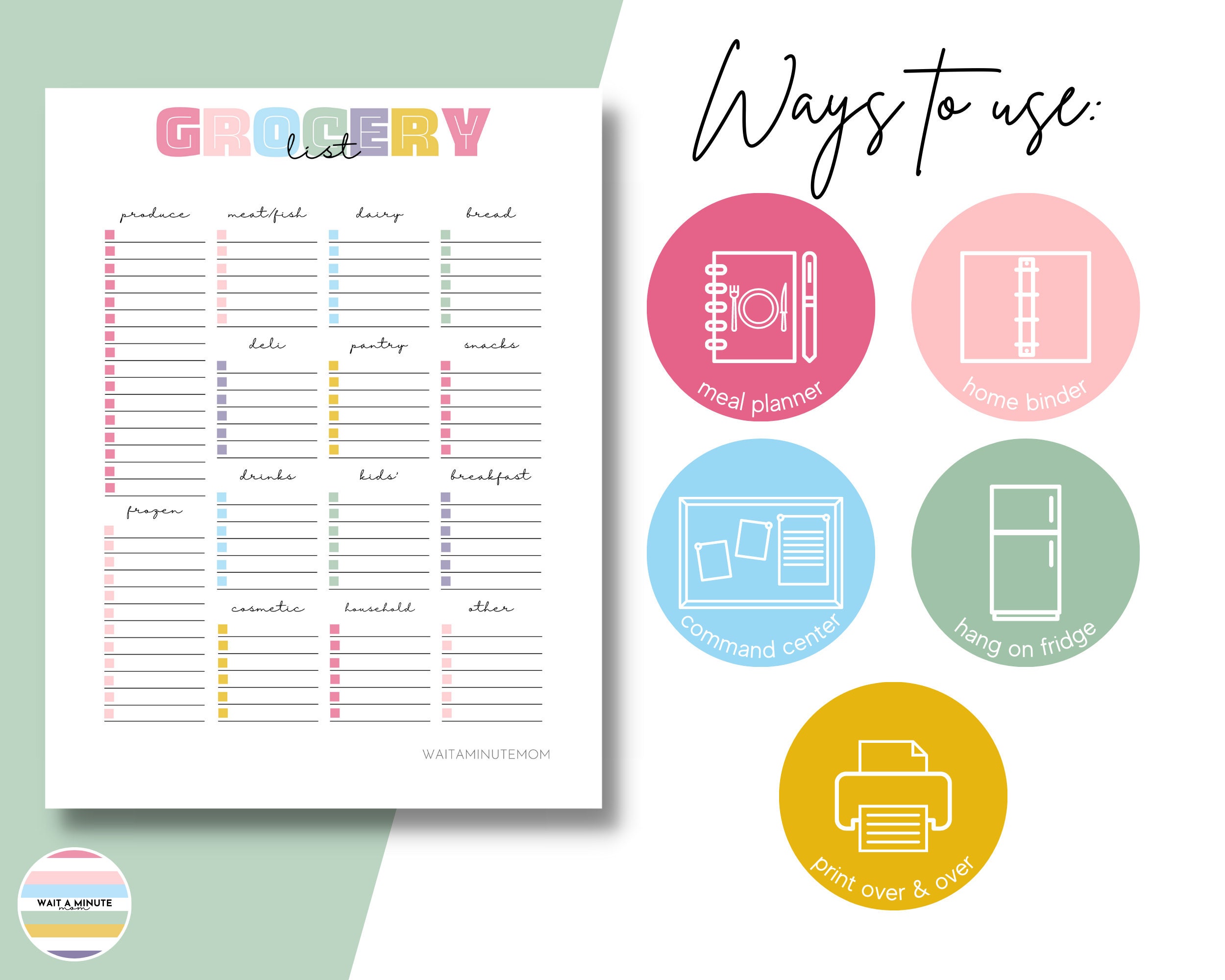 Printable Store Grocery List Printable With Sections, Organized Grocery Store Checklist ...