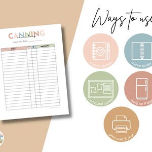 Canning Inventory List Printable, Simple Canning Stock List, Canning Journal, Food Preservation Log, Kitchen Inventory, Homemaker Printables image 7