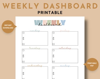 Busy Moms Weekly Dashboard, Simple Weekly Overview, Week at a Glance, Stay at Home Mom Planner Pages, Home Management Binder