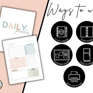 Daily Priorities Printable Page, Daily Agenda for Busy Moms, Daily Tasks Page for Overwhelmed Moms, Daily Overview for Moms, Daily Dashboard image 7