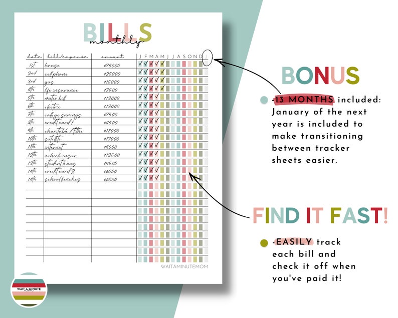 Monthly Bill Tracker Printable, Bill Payment Tracker, Bill Payment Checklist, Printable Bill Payment Log, Monthly Budget Sheet, Bill Pay Log image 3